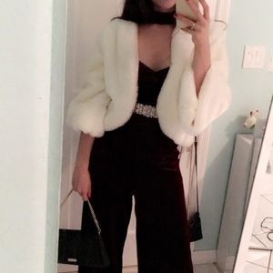 Burgundy Velvet Jumpsuit with Choker